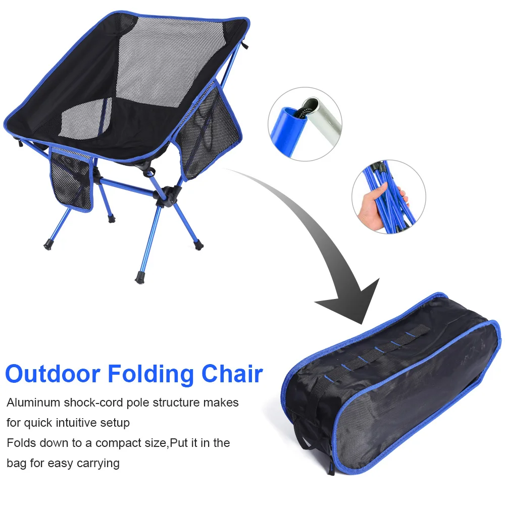 Portable Folding Chairs Camping Detachable Slacker Chairs Fishing Stool Hiking Traveling Rest Seat with Carry Pouch Carp Fishing