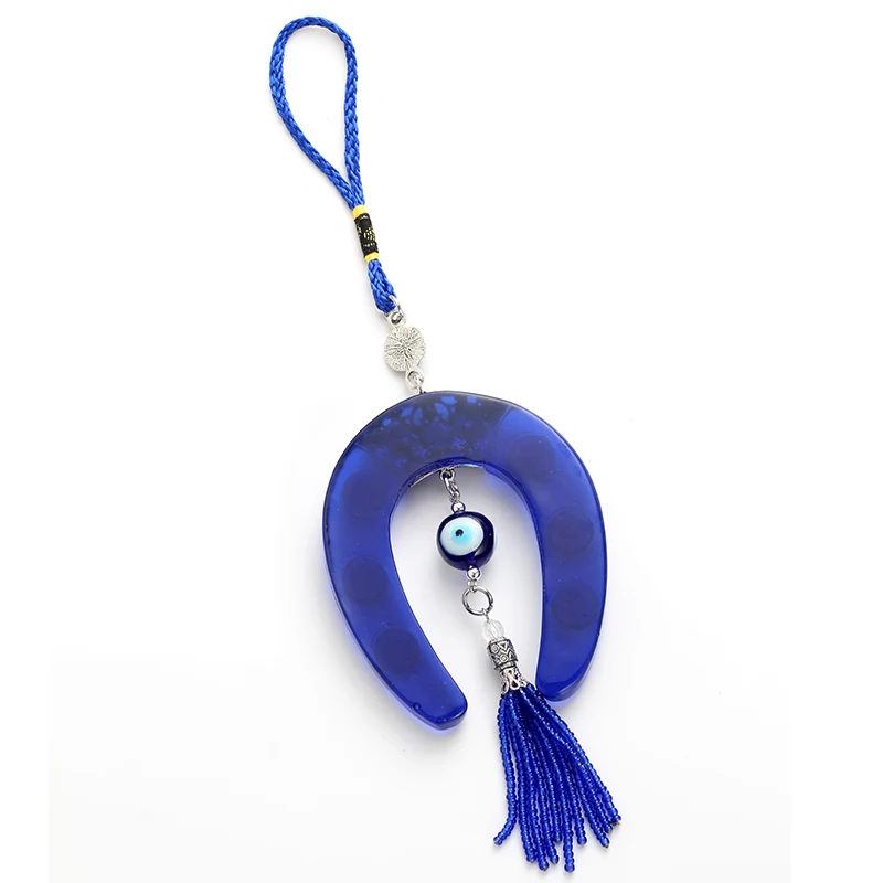 Evil Eye Blue Horseshoe Shape Charm Car Keychain Jewelry Pendant With BULE EVIL EYE BEAD EY4734