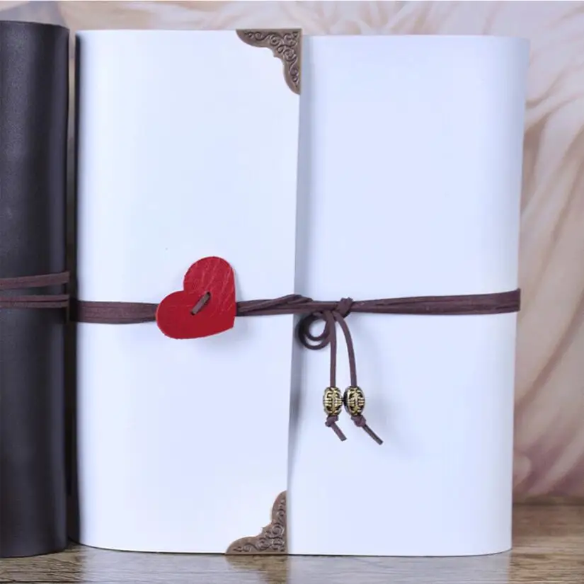 5/10/12 Inch Vintage PU Cover Photo Albums Love Heart Rope Bundle Travel DIY Baby Birthday Gifts Young Memory Book Black Sheets