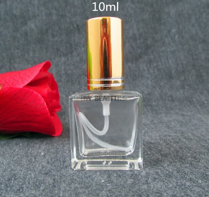 100pcs/lot 10ML Square Spray Perfume Bottles,10cc Glass Perfume Bottles,Comestic Packaging Container