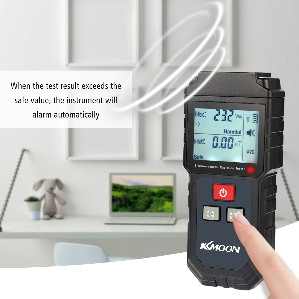 KKmoon Handheld Digital LCD EMF Meter Electromagnetic Radiation Tester Electric Field Magnetic Field Dosimeter Detector