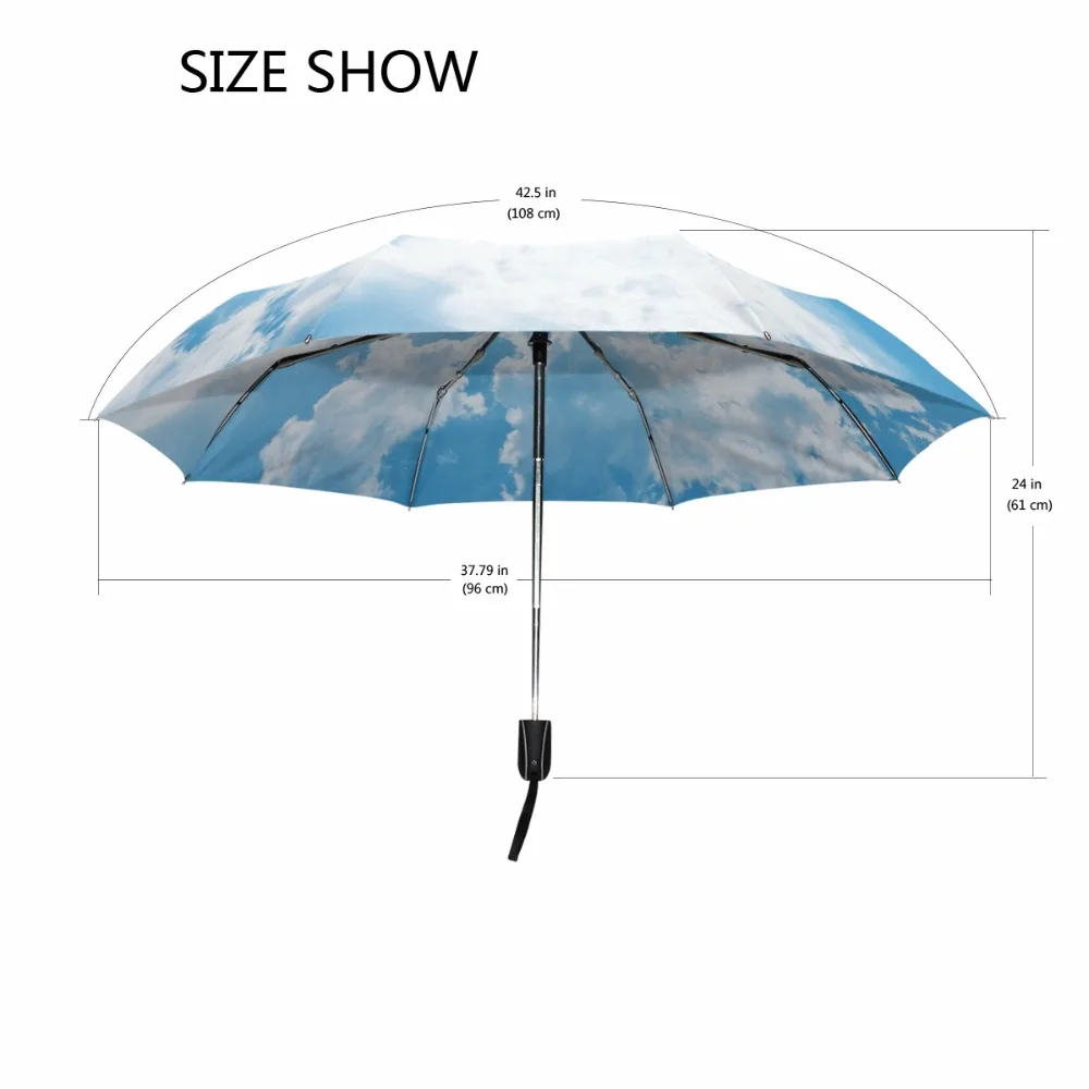 Creative Sky Luxury Fashion Three Folding Automatic Umbrella Rain Women Windproof Sun Protection Durable Umbrella Parapluie