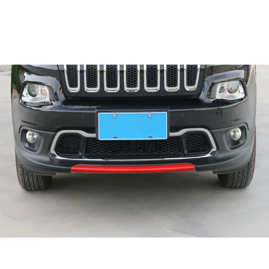 For Jeep Cherokee 2014-2016 ABS Exterior Car Styling Front Bumper Decorative Strip Sticker Cover Trim Molding