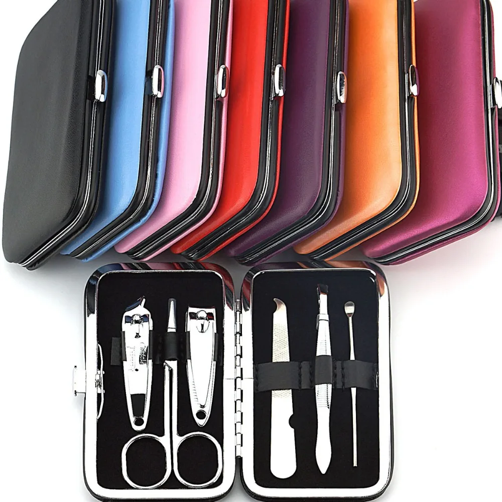 High quality 6 Pcs/set Nail Clipper Kit Nail Cutters stainless Tweezer Nail Tools Scissor Eyelash Tweezer Ear Pick Manicure Sets