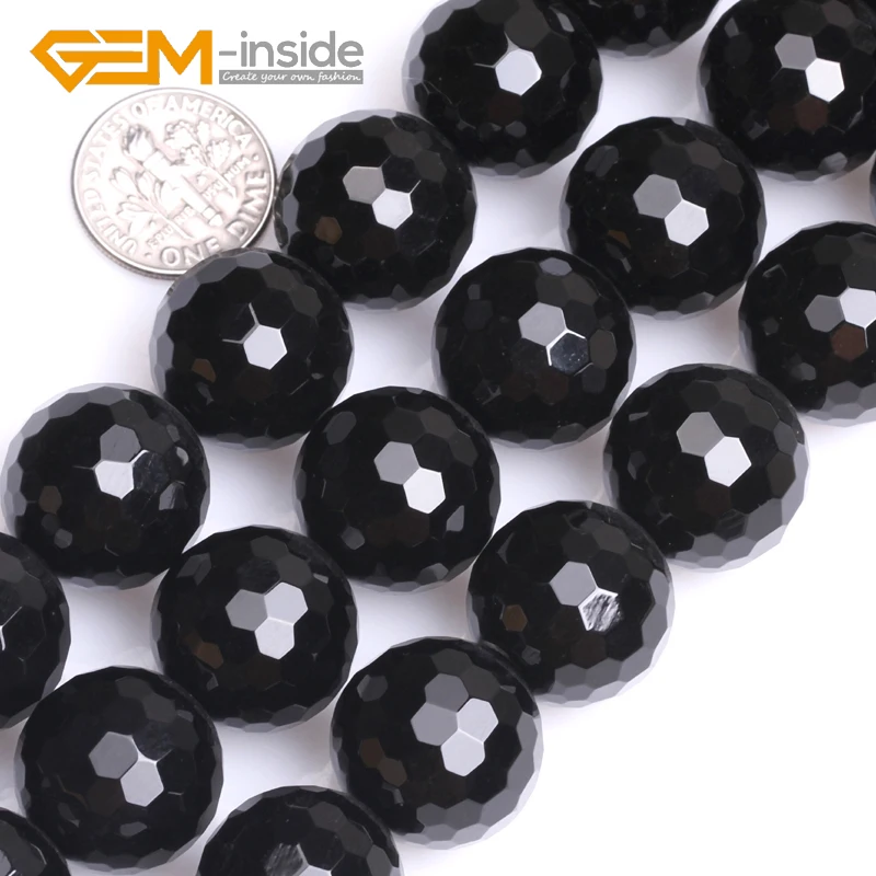 Natural Round Faceted Black Agates Beads For Jewelry Making Beads DIY Beads Bracelets For Women Girl Gifts Wholesale!