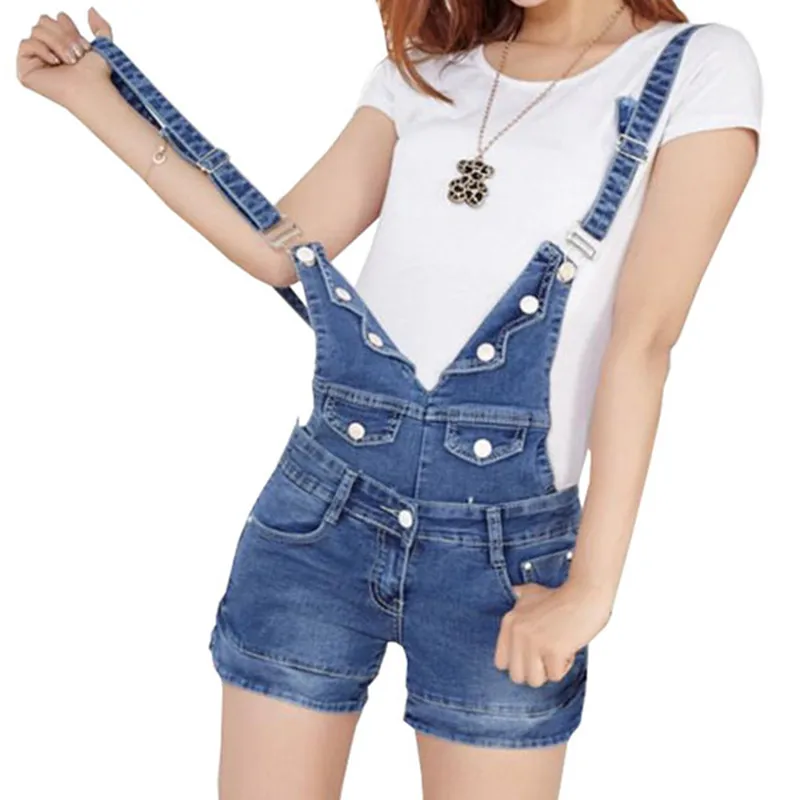 

2023 Summer Denim Jumpsuit Women Casual Jeans Romper Playsuits Fashion Bandage Dungarees Overalls Shorts For Ladies