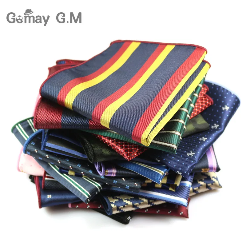 Men's Suits Polyester Handkerchiefs Woven Floral Pocket Square Hankies Chest Towel Formal Striped Wedding Pockets Square Hanky