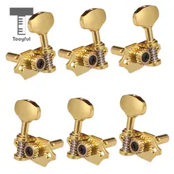 Tooyful 3x Left + 3x Right Gold Acoustic/Classical Guitar Replacement Tuning Pegs Tuning Keys Tuners Gear Ratio: 18:1