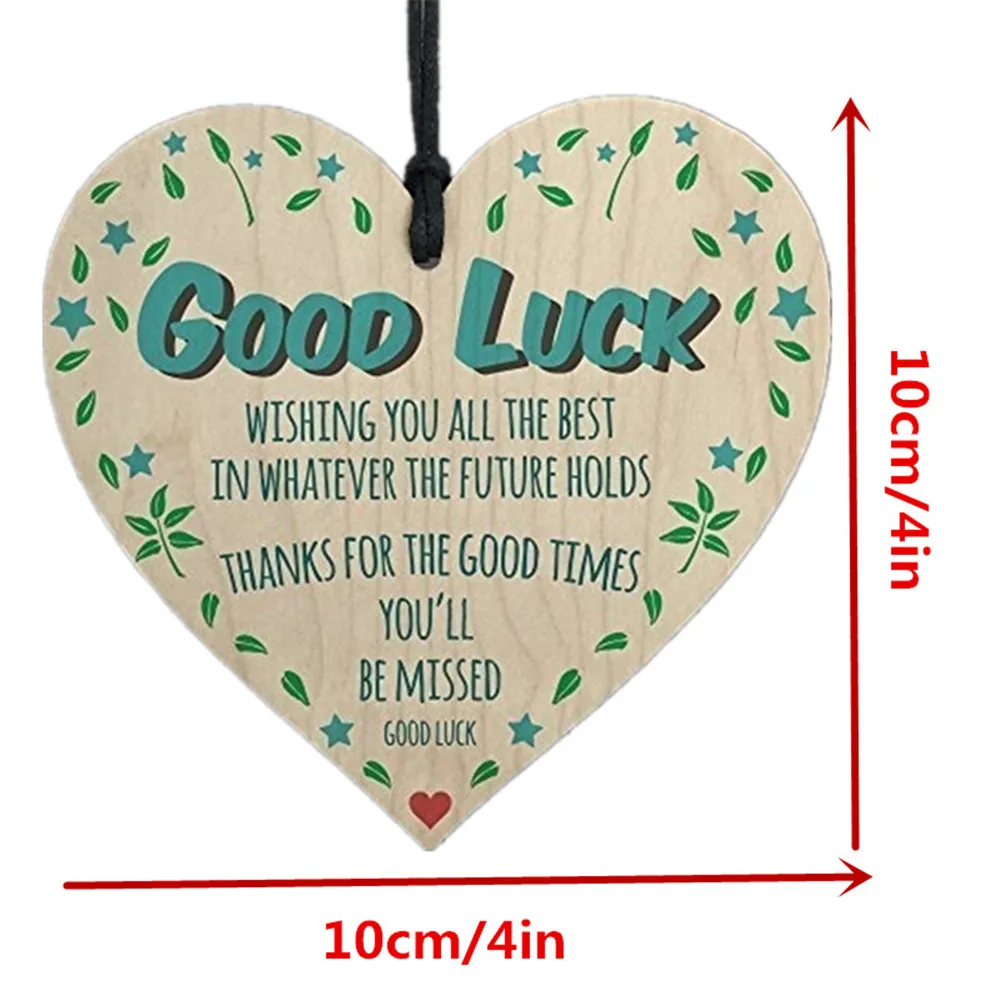 Good Luck Wooden Heart-shaped Wood Crafts Christmas Home DIY Tree Decorations Wine Label Small Pendant Accessories