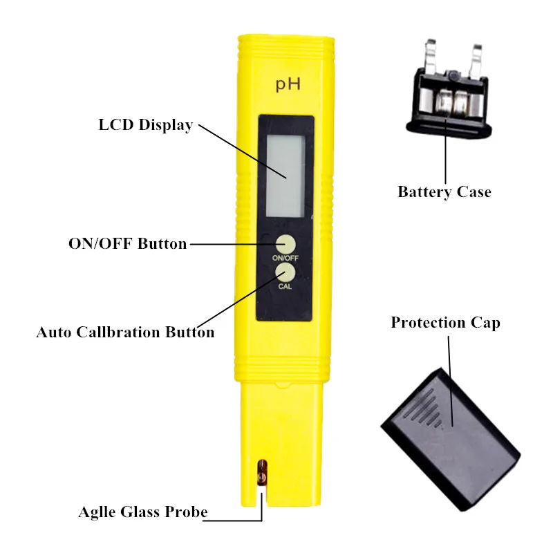 2pcs Digital PH Meter 0.00-14.00 Tester TDS EC Water Purity PPM Aquarium Filter Water Pool Aquarium Hydroponics Home Brew