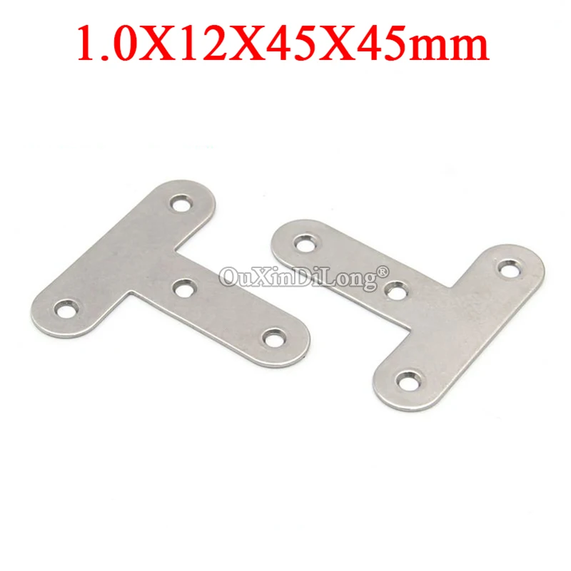 100PCS Stainless Steel T Right Angle Corner Braces 45x45x12 Furniture Connecting Fitting Board Frame Shelf Fixed Support Bracket