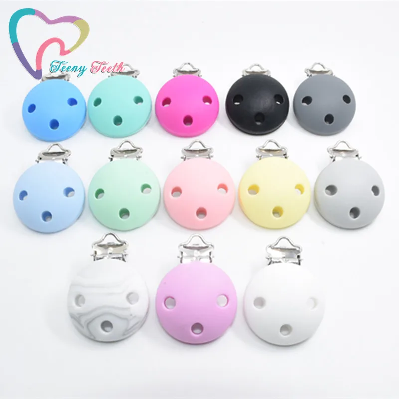 

20 PCS Silicone&Metal Pacifier Round Clips With 3 Holes BPA Free DIY Baby Teething Necklace Pacifier Chain Accessories Toy Gifts