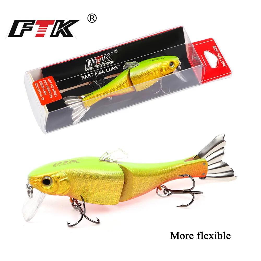 FTK 13g 95mm Multi Jointed Fishing Lure Minnow Sinking Wobblers 2 Segments Metal Tail Swimbait Pike Lure Hard Baits Bass