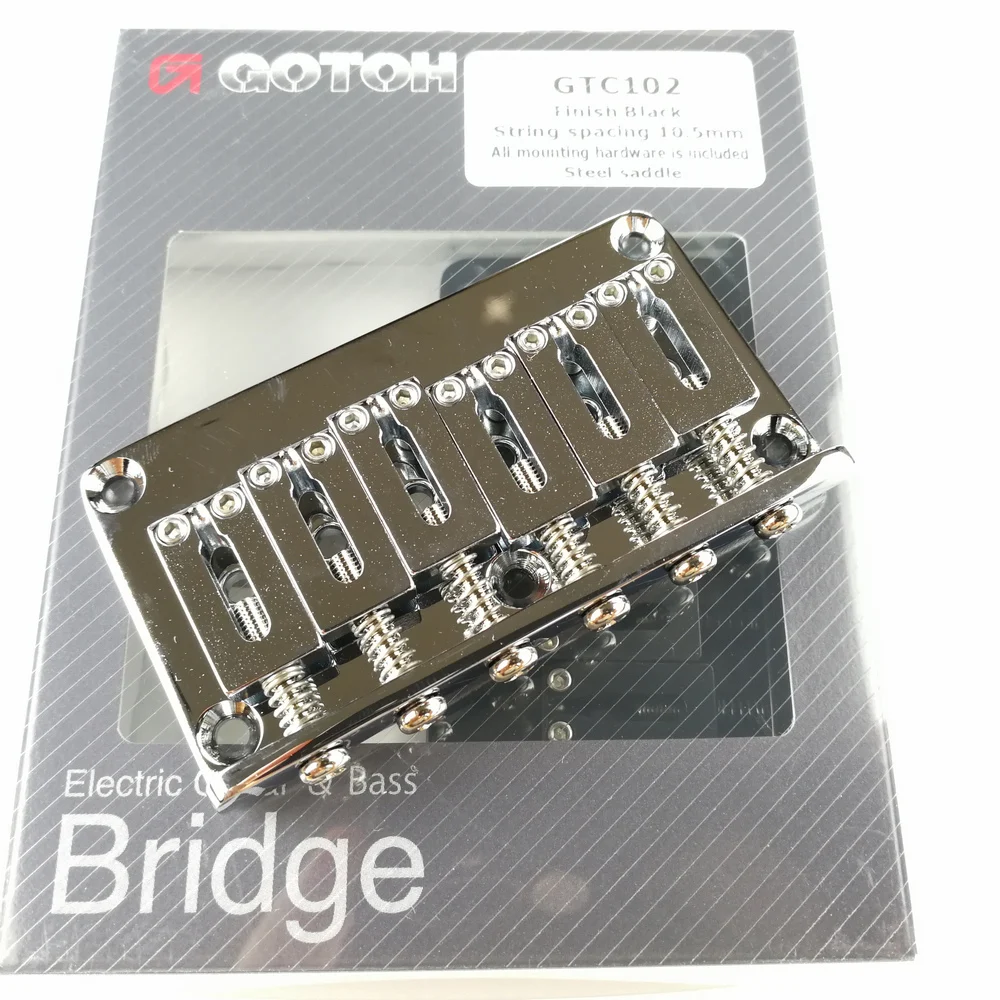 Genuine Original GOTOH GTC102 Electric Guitar Fixed Bridge With Steel Saddle Finish Chrome Black Gold