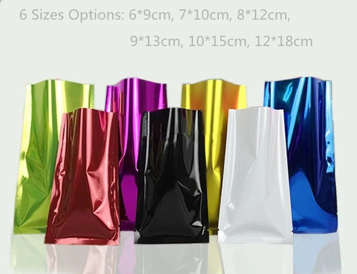 100pcs/lot- Color Aluminized Flat Pockets Vacuum Heat Sealing Bags Scented Tea Powder Sample Food Packaging Gift Bags