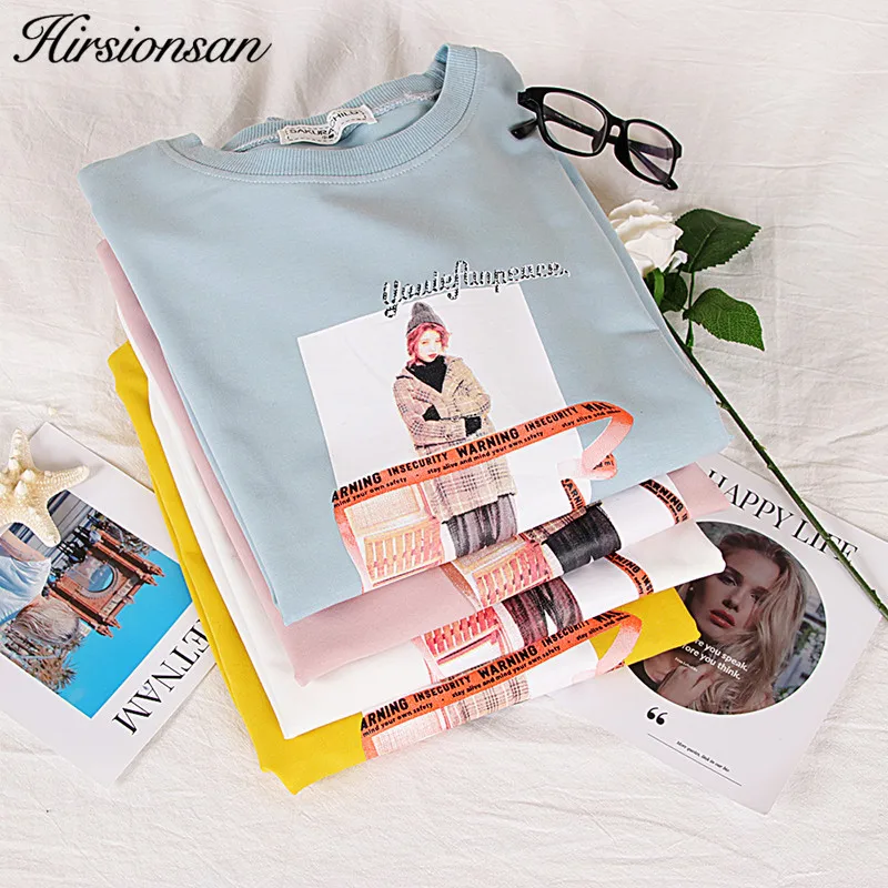 Hirsionsan Sweatshirt Women 2023 Harajuku Long Sleeve Pullovers Girl Printed Cute Hoodies Autumn Casual Cotton Moletom Feminino