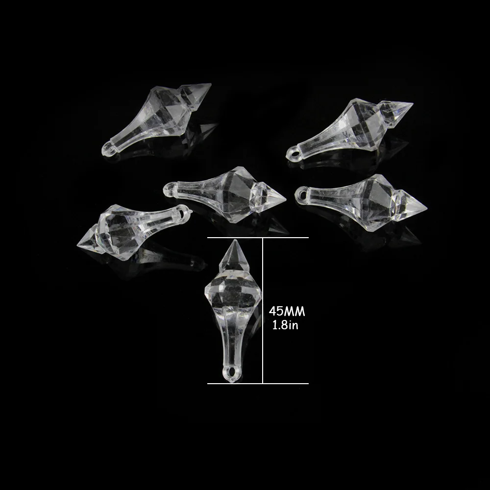 125PCS 45x17mm Acrylic Clear Crystal Faceted Tear Drop Charms Pendants Top Drilled, Wedding Chandelier Parts, Free Shipping