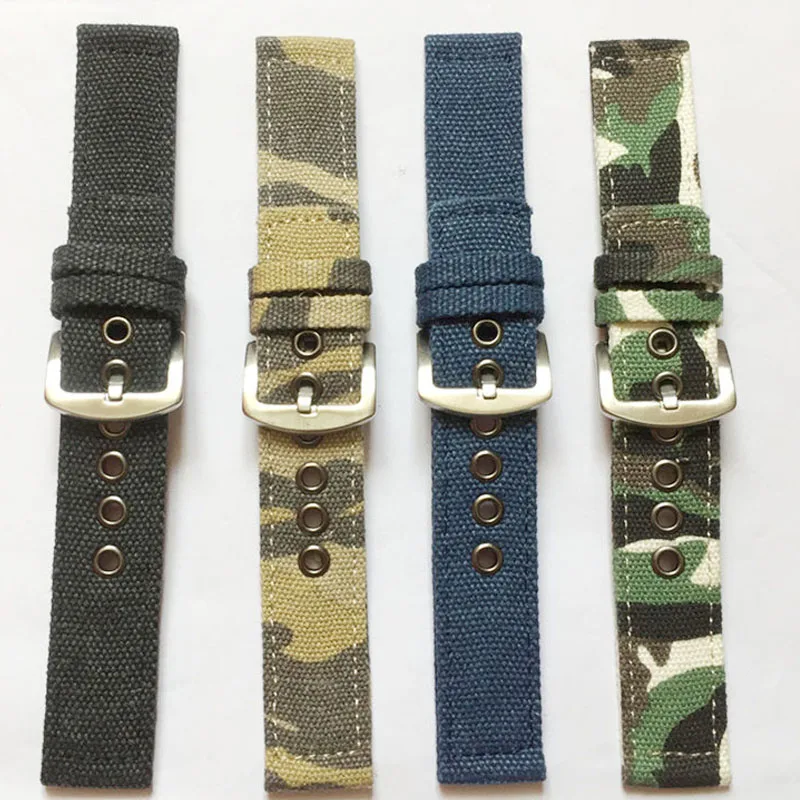 Watchband 18 20mm 22mm 24mm Canvas Camouflage Watch Band Strap For Men Women Watches Bracelet Accessories Wrist Watch Belt