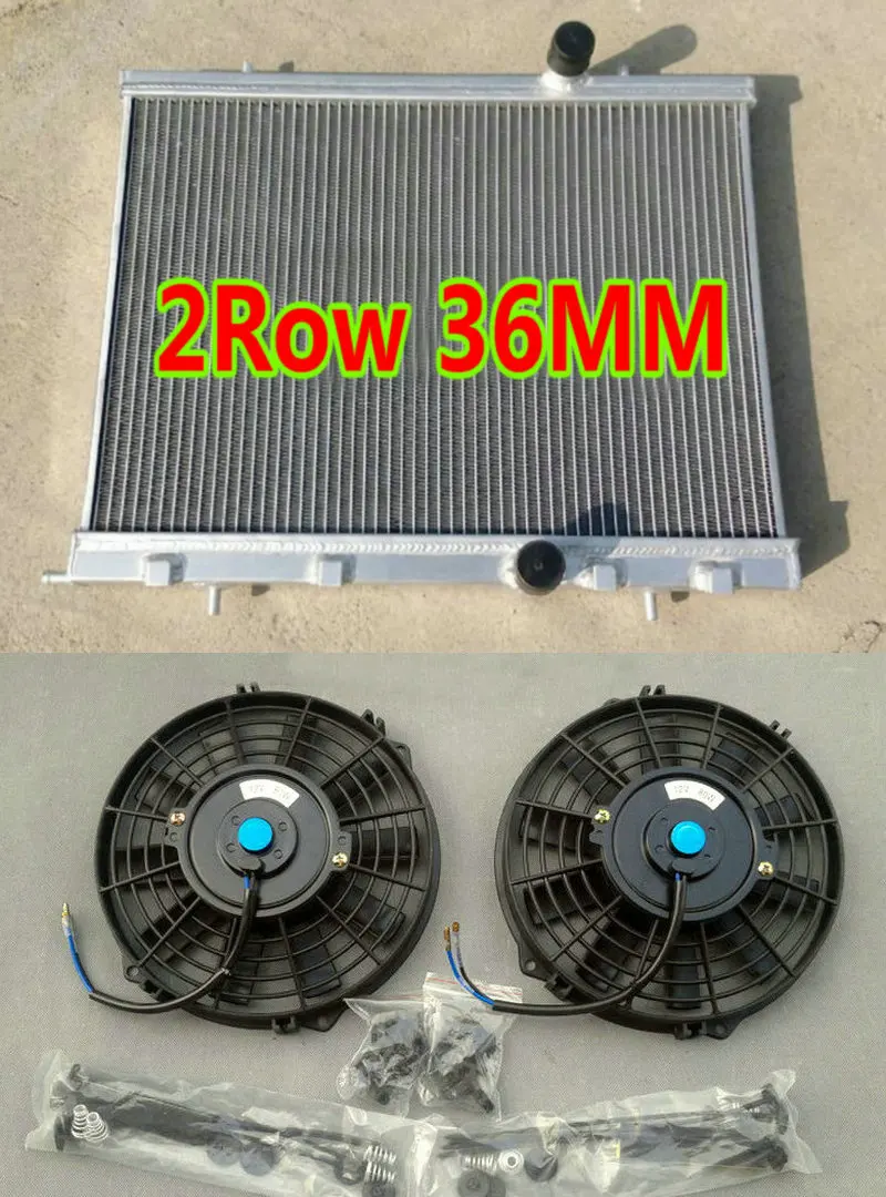 Aluminum Race Radiator+FANS For PEUGEOT 206 GTI180 RC S16 2.0L EW10J4S 16v I4 Manual 1999-2008 KIT 00 01 02 03 05 07