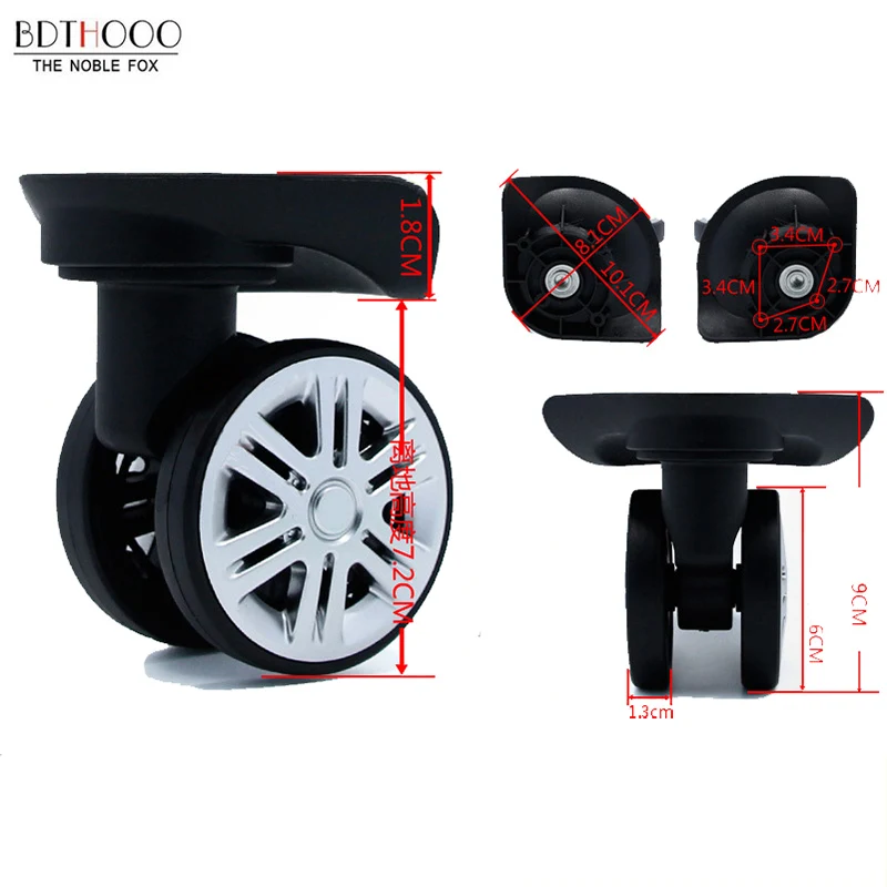 A19 Wheel Replacement Luggage Wheels For Suitcases Repair  Caster Parts Trolley Black Rubber Silent Double Row Big