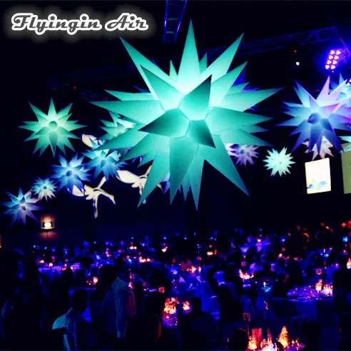 

Customized Hanging Lighting Inflatable Balloon 2m Diameter Personalized Pendent Thorn Star For Night Club And Party Decoration