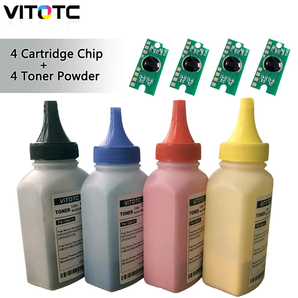 

4 Color Bottled EA Toner Powder + 4 Cartridge Chip For Xerox Phaser 6020 6022 Workcentre 6025 6027 Laser Printer Powder Refill