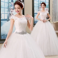 Customized New Wedding Dress Shoulders Ball Gowns Wedding Dresses Simple Retro Lace Up Bridal Dresses