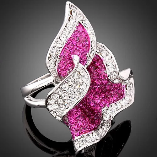 Chran Fashion Silver Plated Promised Rings Jewelry Exquisite Crystal Finger Rings Ladies Gifts