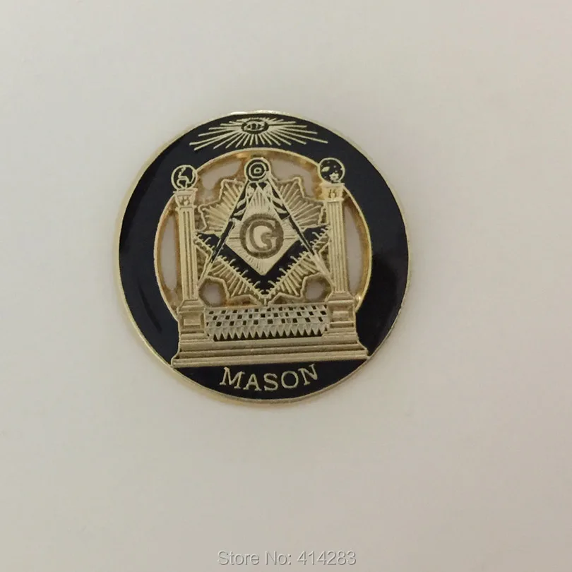

100pcs 1'' Free Masons Pins and Brooches Enamel Boaz and Jachin Masonic Pillars and Mosaic Pavement Lapel Pin Free Mason Gifts