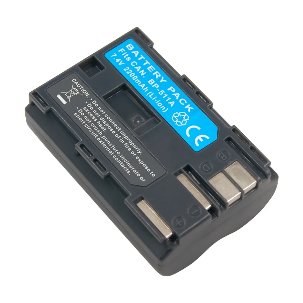 BP-511 BP-511A Rechargeable Battery 7.4V 2200mAh BP511 BP511A for Canon eos 300d 40d 50d 60d Powershot  G1 G2 G3 BP 511 batteria