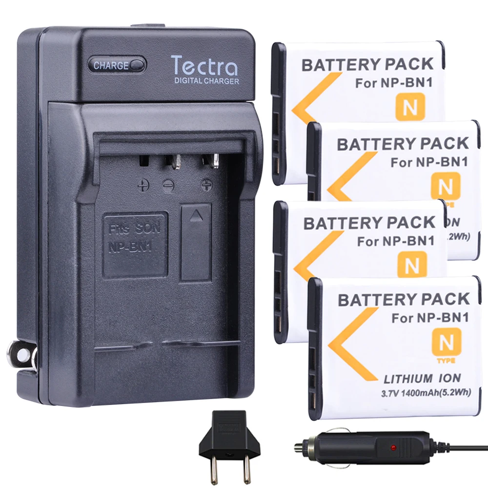 

Tectra 4pcs NP-BN1 NP BN1 Camera Bateria+Digital Charger for Sony Cyber-shot DSC-TX5 DSC-TX7 DSC-TX9 DSC-TX10 DSC-TX20 TX30