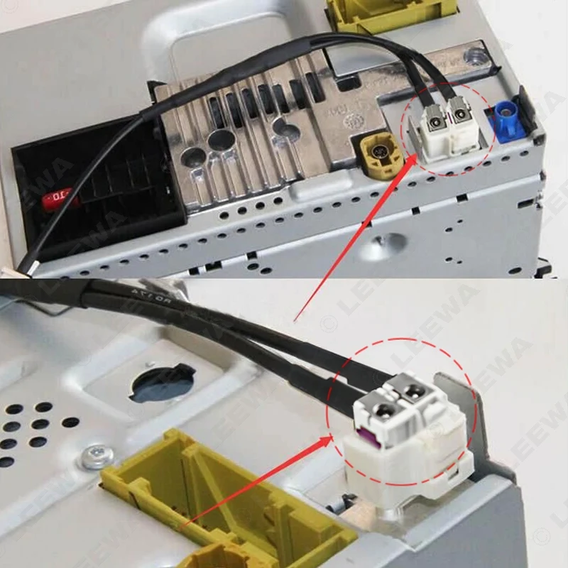 For Volkswagen Head Unit FAKRA 2In1 Diversity Convertor Splitter Y Cable Wire Harness For RNS510 RCD510+ Antenna Radio Adapter