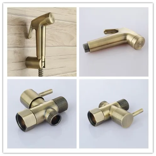 Antique handheld bidet spray Health Cleaning Toilet Bidet Faucet Shower Spray Set with 7/8*7/8*1/2 T-adapter Diverter Valve