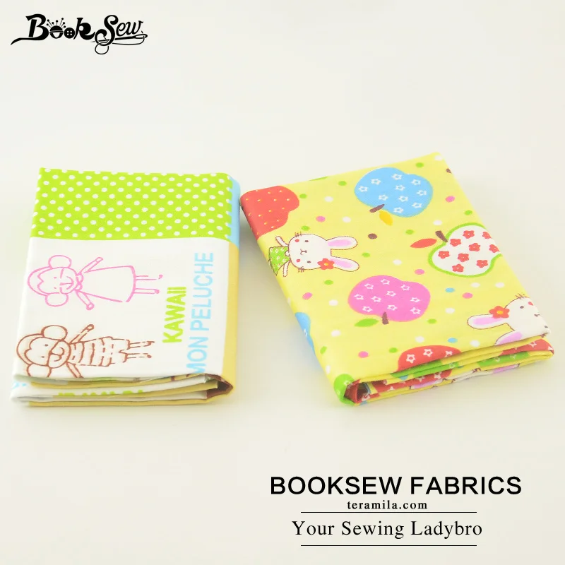 Booksew Fat Quarter 2pcs 50X100cm Tissue Cartoon Pattern Cotton Twill Fabric Quilting Tissue For Baby Patchwork Bedding Craft