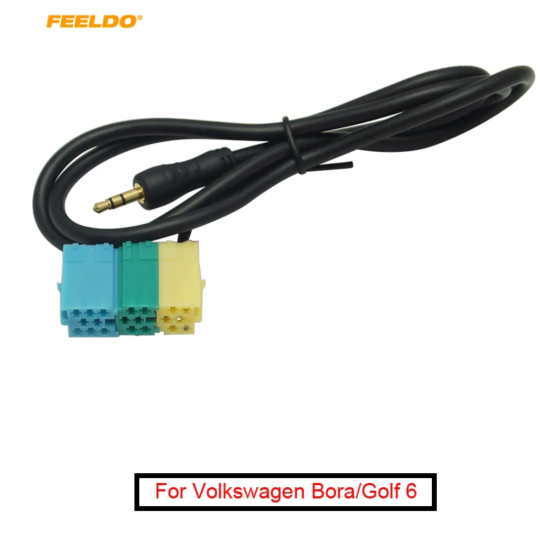 

FEELDO Car Audio Radio 3.5mm AUX-IN Adapter Cable For Volkswagen Bora Golf 6 Video Convert Cable Plug #AM5671