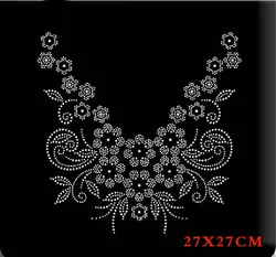 2pc/lot sweater Flower design stone hot fix rhinestone transfer motifs iron on design iron rhinestone appliques shirt