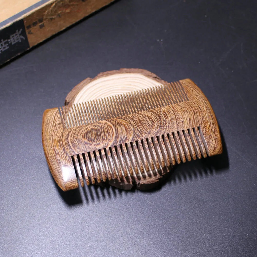 Women Men Use Green Sandalwood Pocket Beard & Hair Combs Handmade Natural Wood Comb with Fine and Wide Tooth