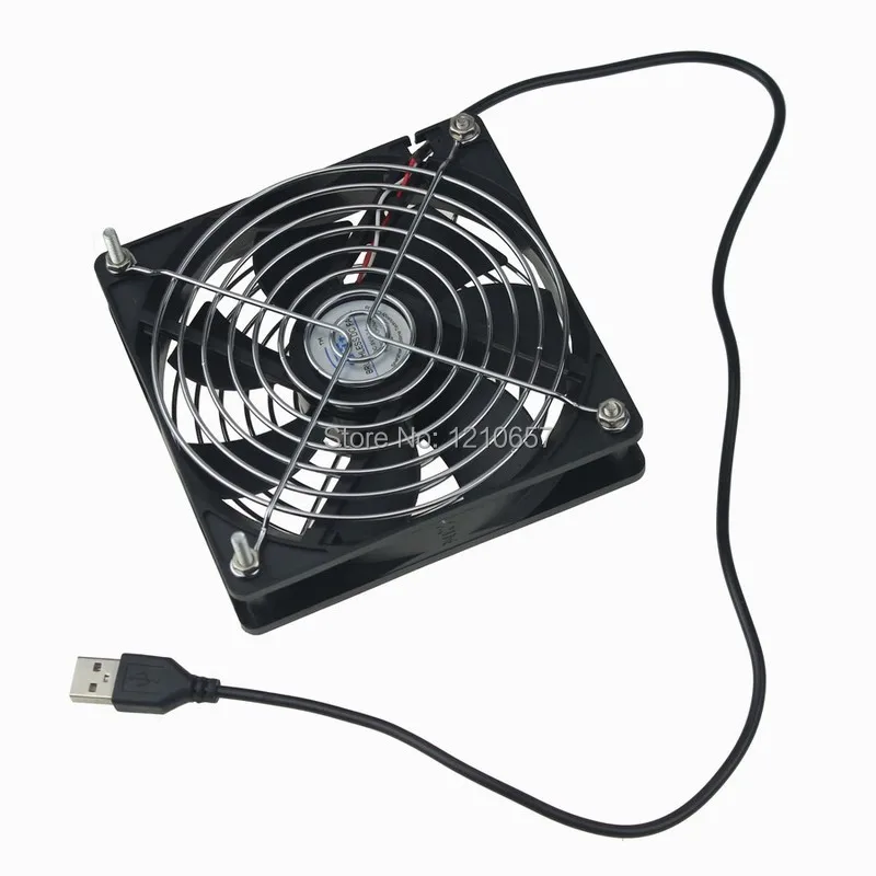 1 Set Gdstime 120mm 12cm 5 inches 5V USB Power Cooling Fan For TV Box Router Cooler + Screw + Grill