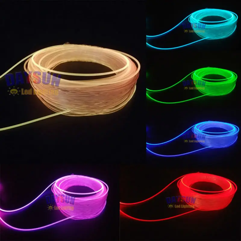 

20 Meters Side Glow Optic Fiber Cable Car Atmosphere Light Decoration DIY Edge Lighting Universal PMMA Cable Dia 2.0mm Free Ship