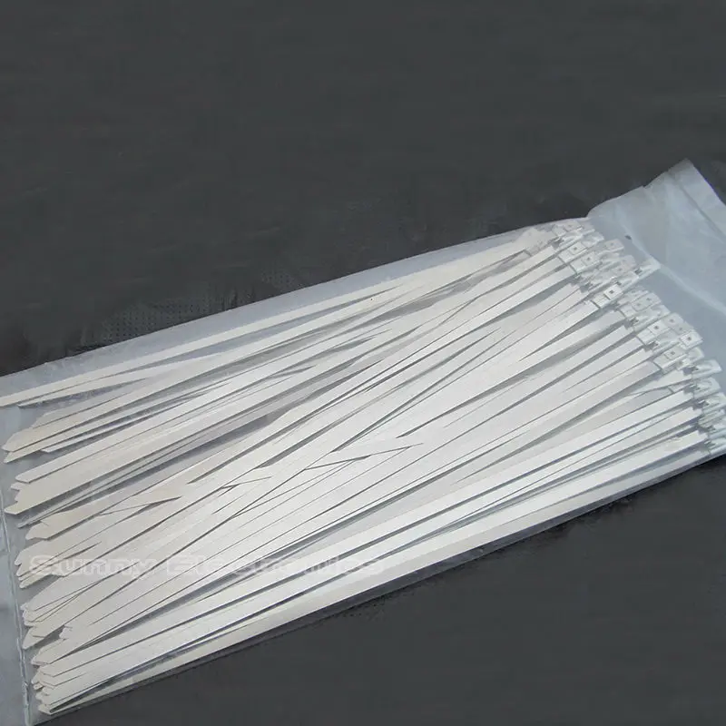 100pcs 4.6X360mm 14.2 Inches 304 Stainless Steel Cable Zip Ties Exhaust Wrap Coated Locking