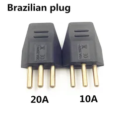 Black  detachable wiring adaptor Brazilian plug  standard 3 pins industrial machine power cord male socket 250v 10A/20A