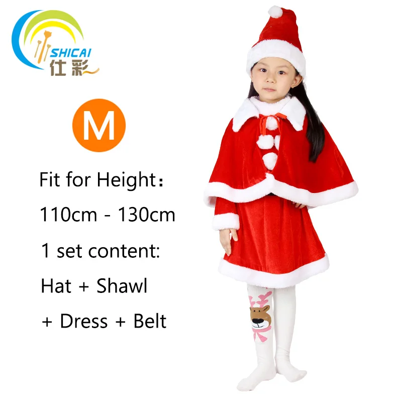 2019 new style children's shawl dress Santa Claus costume Christmas show dress men and women models costumes costume suits