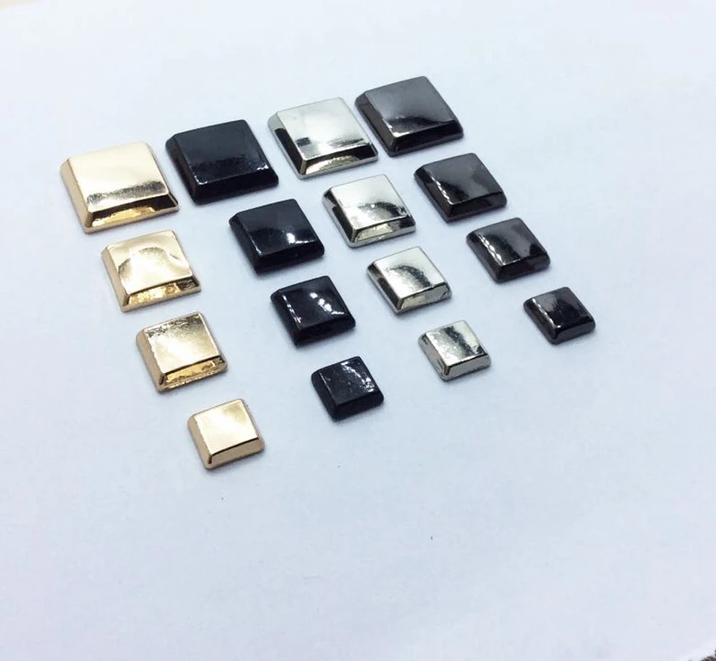 8-15mm Alloy Flat Square Mosaic Bracelet Rivet Cap Studs For Leather Craft Bag Shoe Wallet Punk Rock Trims Jewelry  Accessories