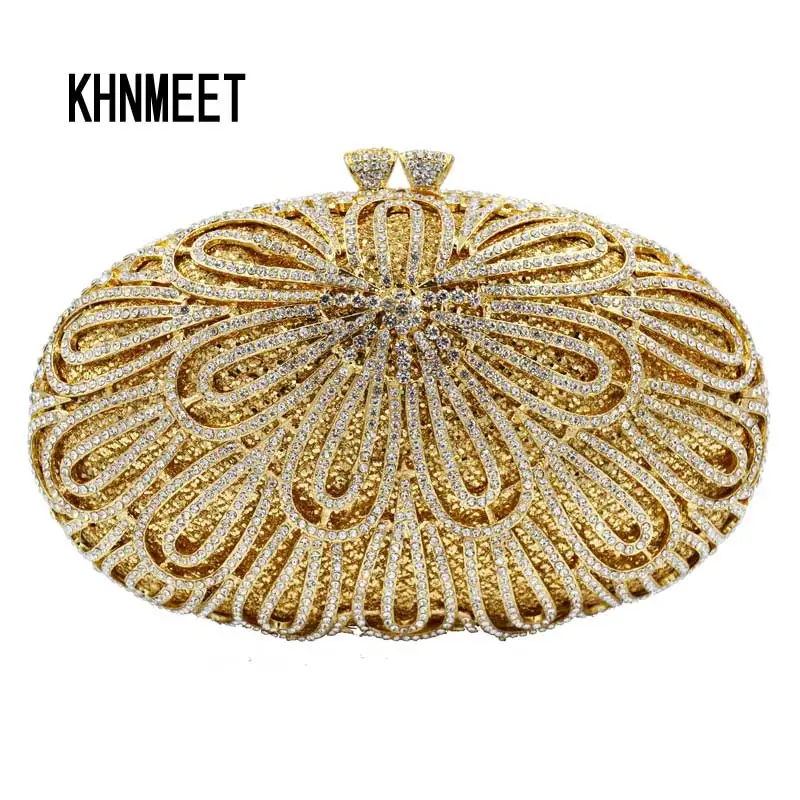 

Gold Silver Fashion Deluxe rhinestone Crystal Clutch Purse banquet Bag Women Green Evening bag pochette SC640