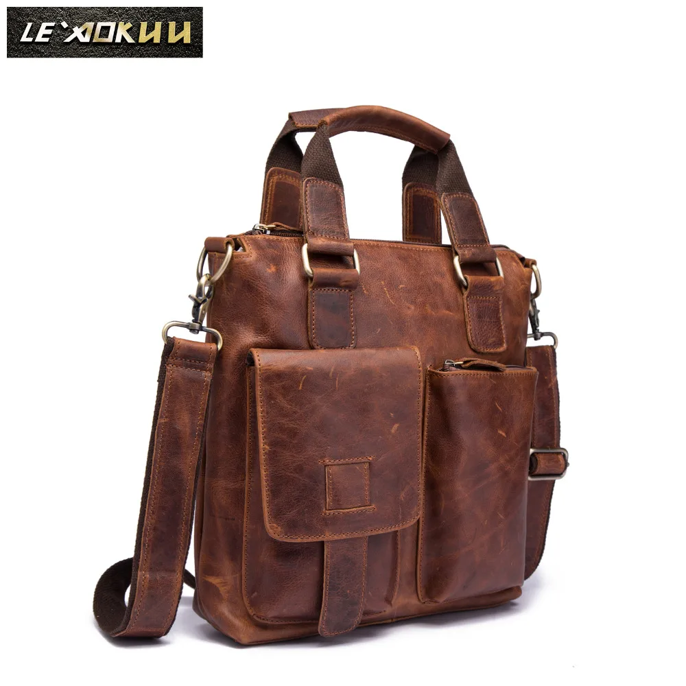 Men Original Leather Retro Designer Business Briefcase Casual 12\