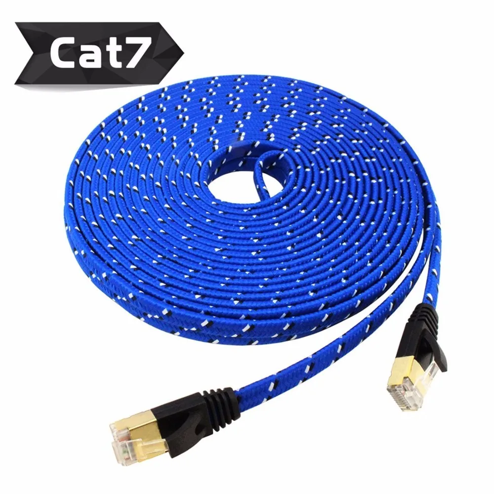 

New Arrival Durable50cm1M1.5m 3M 5m10M 15M 20M 30m CAT7E Ethernet Internet Network Patch LAN Flat Cable Cord For Computer Laptop