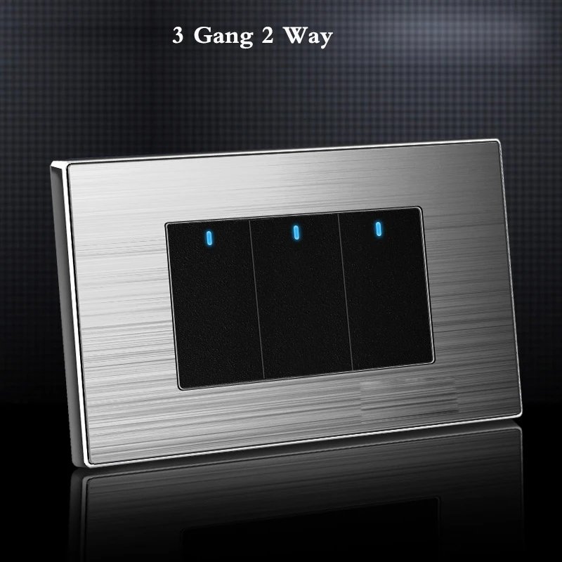 5 6 7 8 Gang 2 Way Household Switch Socket type 86 wall with led brushed stainless steel mirror Reset switches