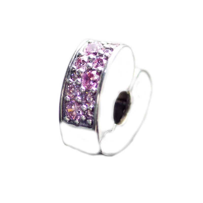 

Beads for Woman Pink Arcs of Love Clip Charm Fits European Snake Chain Bracelets 925 sterling silver Jewelry Charms