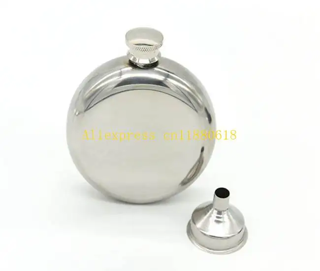 50pcs/lot Free Shipping Wholesale 5 oz Round Stainless Steel Portable Hip Flask  5 Ounce