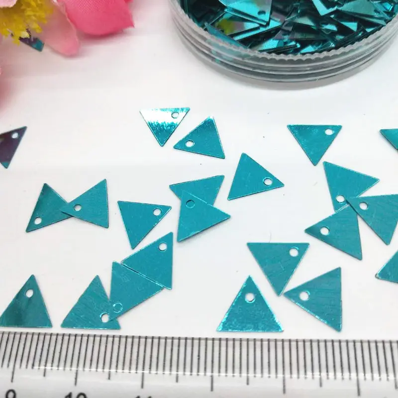 LNHOME 50g 9mm Triangular Shape Loose Flat Sequins For Crafts Small Sequins Sewing Spangle Accessories Acid Blue